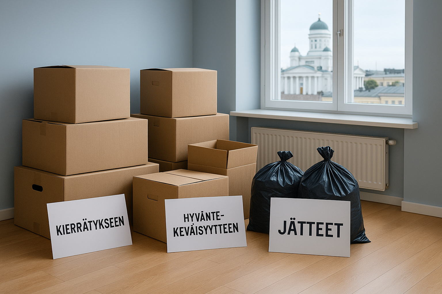 TK-Kiinteistöapu – Tyhjennyspalvelut Helsingissä: tavarat lajiteltu kierrätykseen, hyväntekeväisyyteen ja jätteisiin