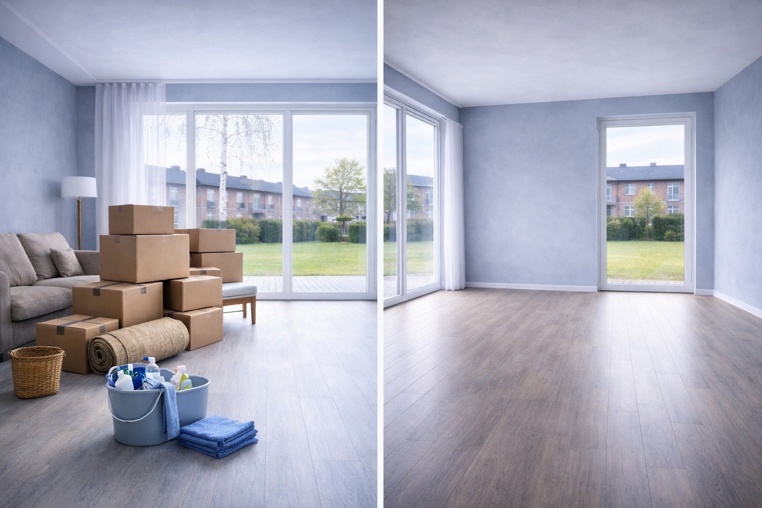Asunnon ja kuolinpesän tyhjennys ennen ja jälkeen – tyhjennetty ja siivottu asunto
