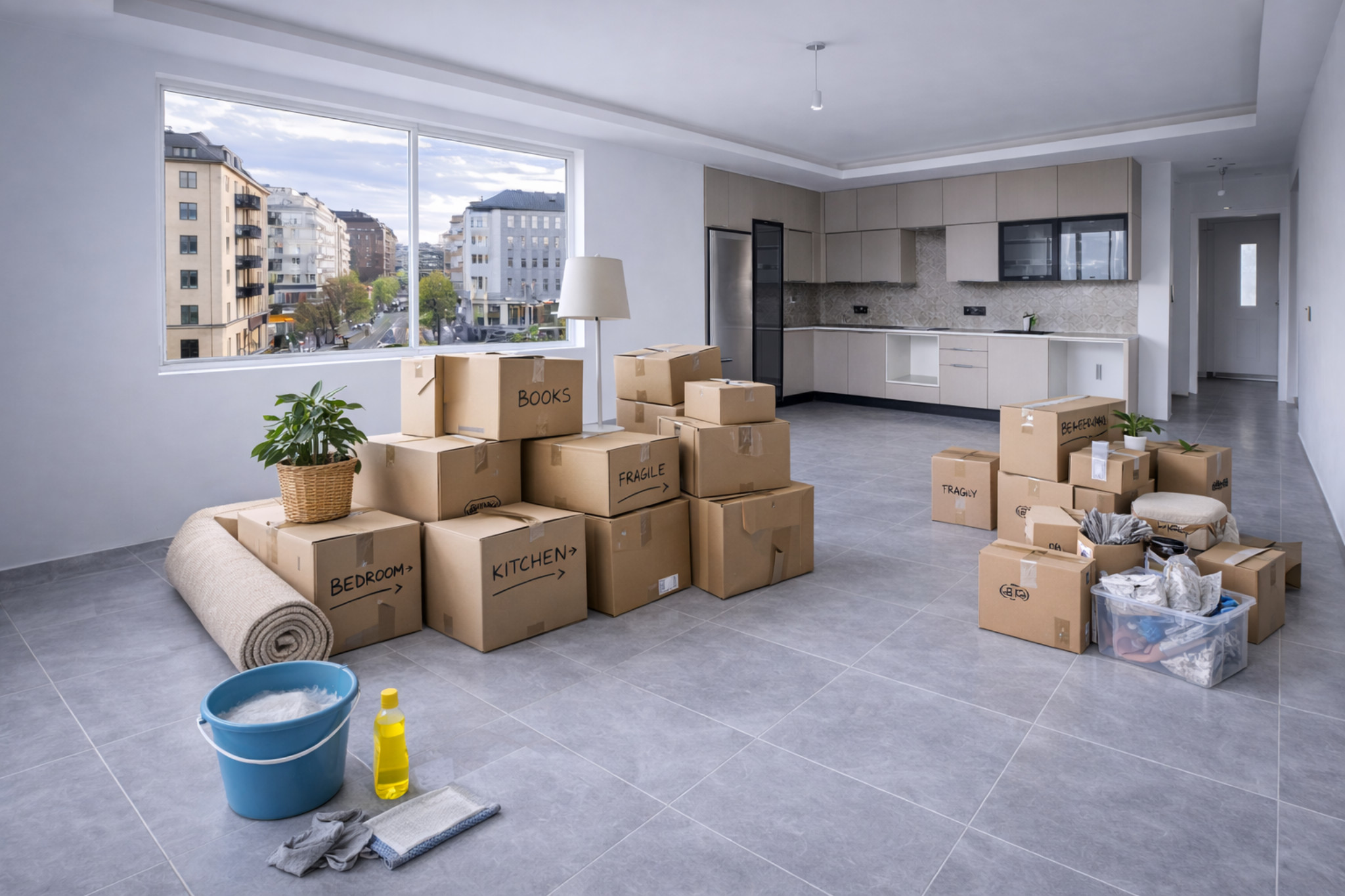 Kuolinpesän ja asunnon tyhjennys Helsingissä – lajitellut muuttolaatikot ja siisti tila